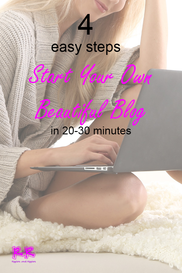 pin for 4 easy steps to start your own beautiful blog in 20-30 minutes bed computer women