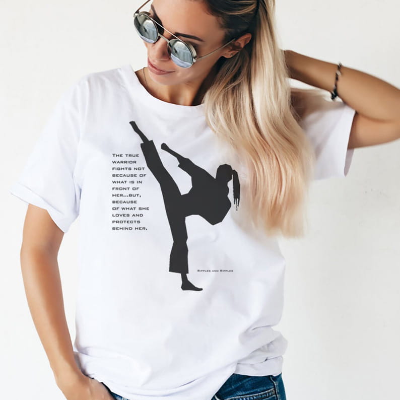 high kick martial arts female warrior short sleeve t-shirt