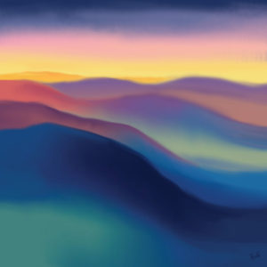 misty mountains sunset sunrise digital watercolor download